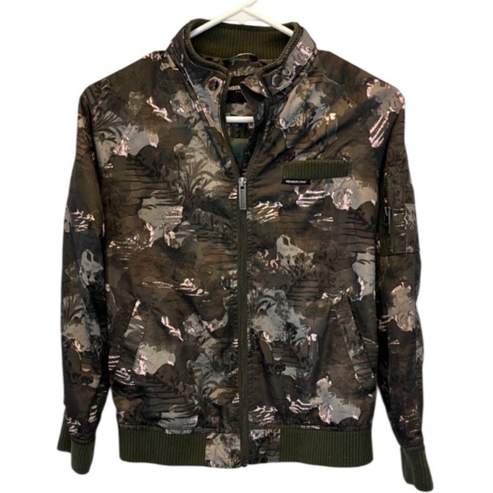 Members Only Satin Camo Pink & Army Green Bomber Jacket-